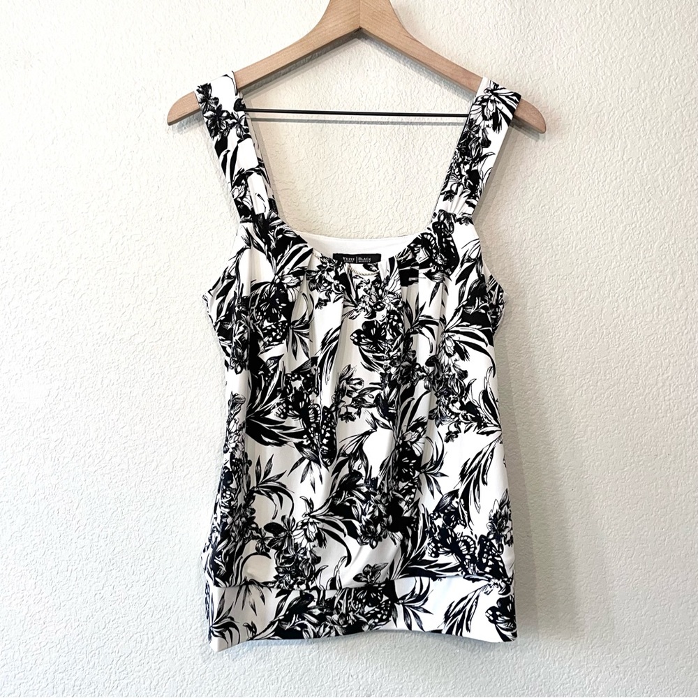 White House Black Market Floral Chain Neckline Top - Picture 2 of 11